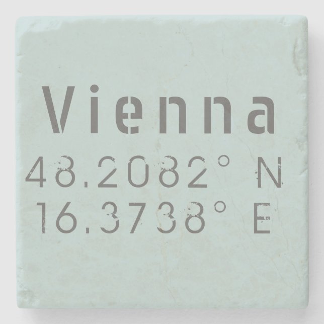 Vienna Latitude Longitude Stone Coaster (Front)