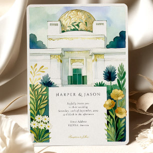 Vienna Secession Building Art Nouveau Watercolor Invitation