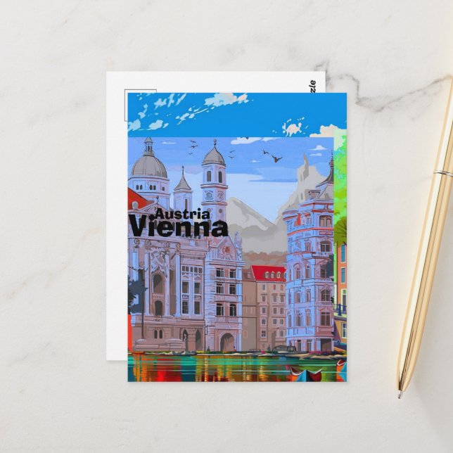 Vienna Travel Postcard Art, Austria Travel Art, Vi (Front/Back In Situ)