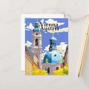 Vienna Travel Postcard Art, Austria Travel Art, Vi