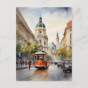 Vienna watercolor art postcard