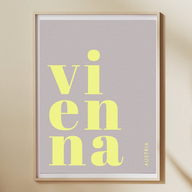 Vienna Wien Austria typography yellow Poster (Creator Uploaded)