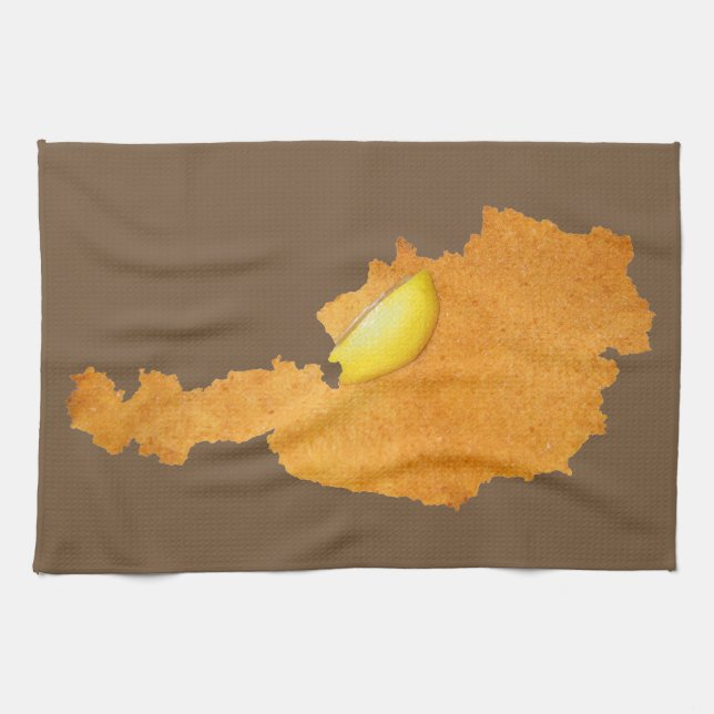Viennese Schnitzel - Map Of Austria Tea Towel (Horizontal)