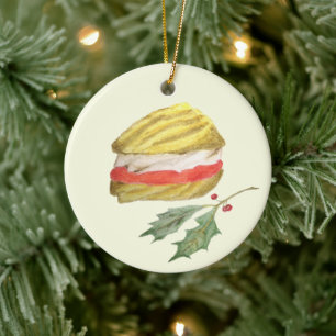 Viennese Whirls Biscuit and Holly Christmas Ceramic Ornament