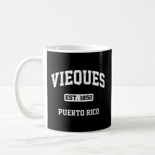 Vieques Puerto Rico Boricua Flag Athletic Style Coffee Mug (Left)