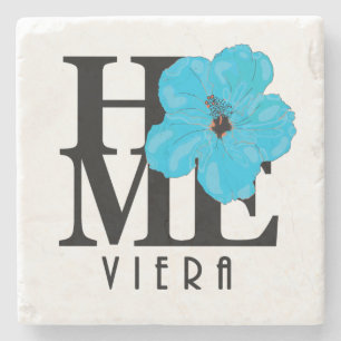 Viera HOME Blue Hibiscus Stone Coaster
