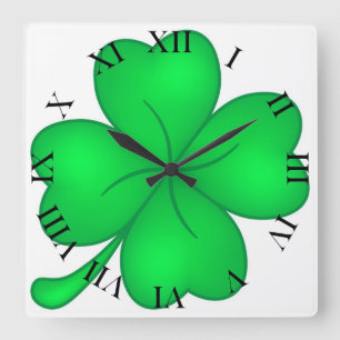 Vierblättriges Kleeblatt Square Wall Clock