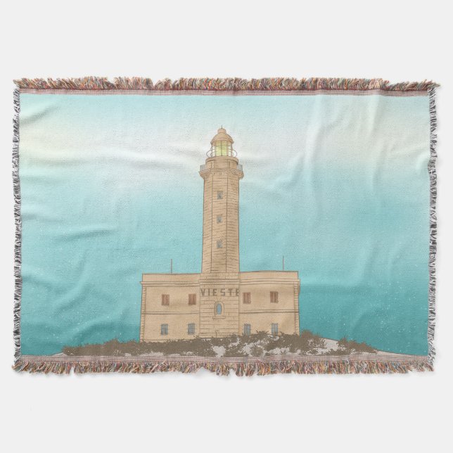 Vieste Lighthouse Italy Throw Blanket (Front)