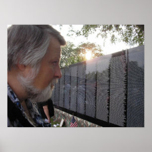 Viet Nam Veteran Visits the Travelling Wall Poster