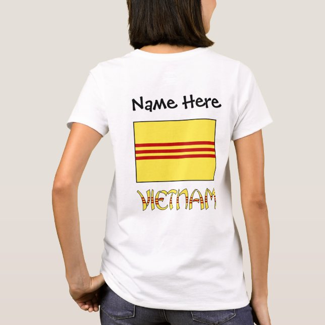 Vietnam and South Vietnamese Flag with Your Name T-Shirt (Back)