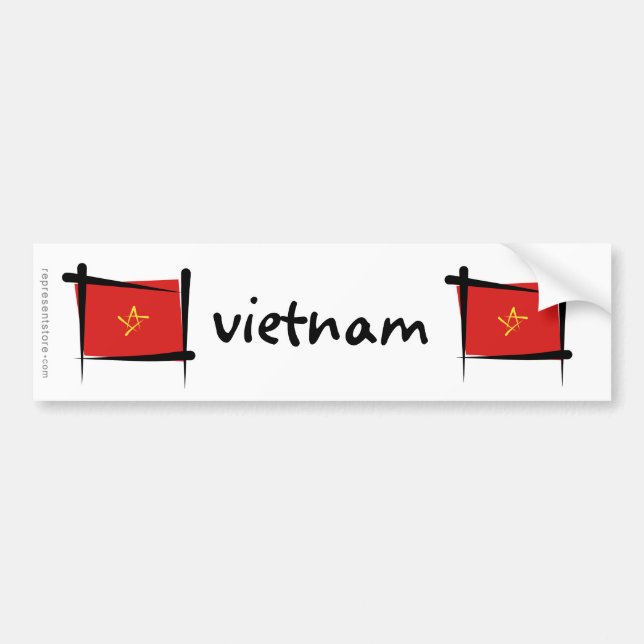 Vietnam Brush Flag Bumper Sticker (Front)