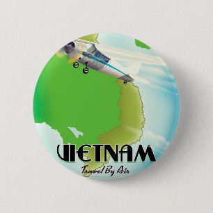 Vietnam by Air vacation print. 6 Cm Round Badge