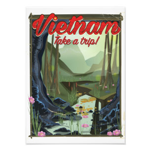Vietnam Cave cartoon travel poster