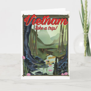 Vietnam Cave cartoon travel poster Holiday Card