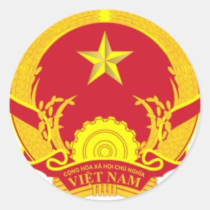 VIETNAM COAT OF ARMS. VIET SYMBOL CLASSIC ROUND STICKER