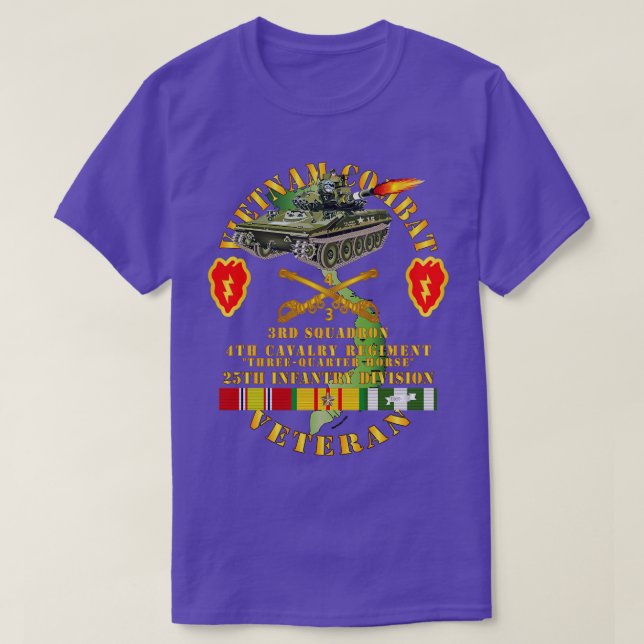 Vietnam Combat Vet 3rd Squadron 4th Cav 25th Inf D T-Shirt (Design Front)
