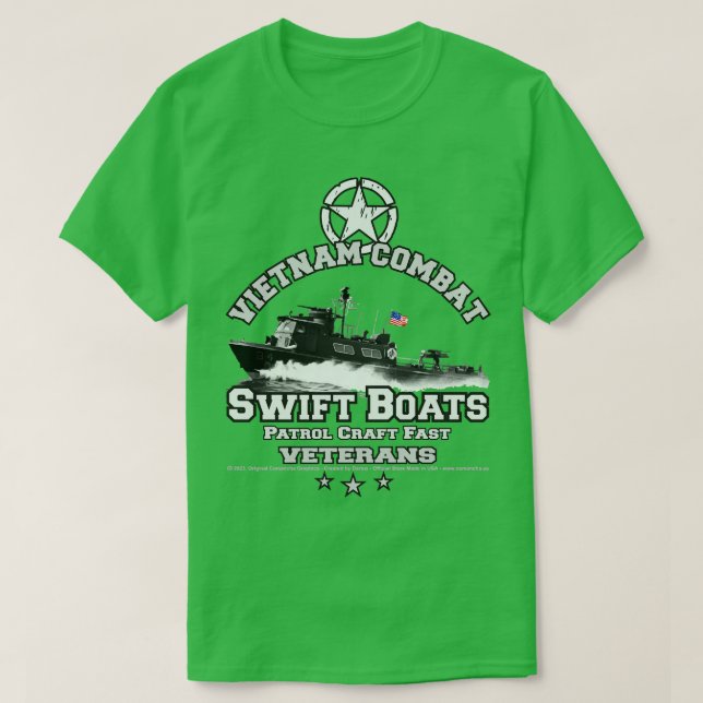 Vietnam Combat Veteran PCF Swift Boat T-Shirt (Design Front)