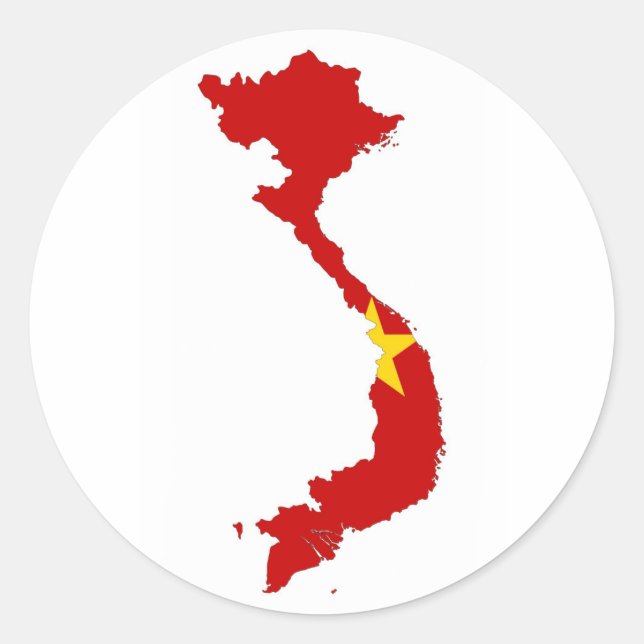 vietnam country flag map classic round sticker (Front)