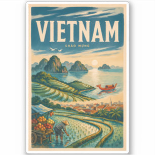 Vietnam Culture Illustration Travel Art Vintage