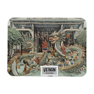 Vietnam Dragon Temple, Customizable Date  Magnet