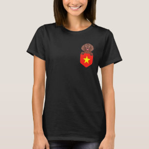Vietnam Flag American Water Spaniel Dog In Pocket T-Shirt