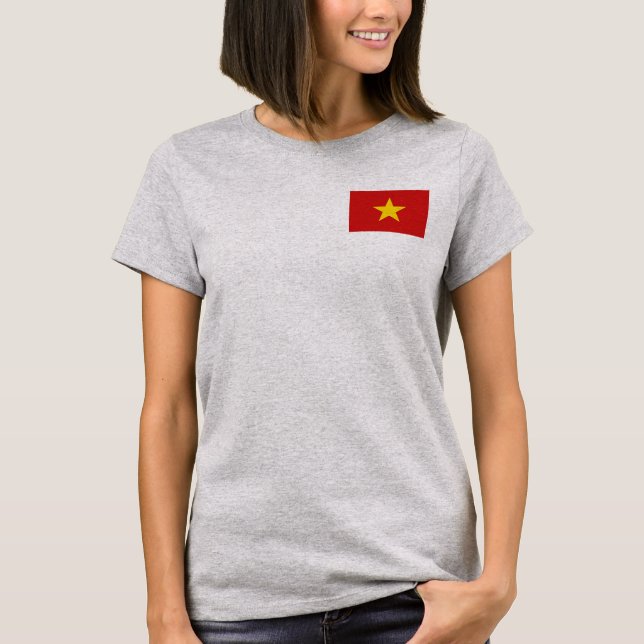 Vietnam Flag and Map dk T-Shirt (Front)