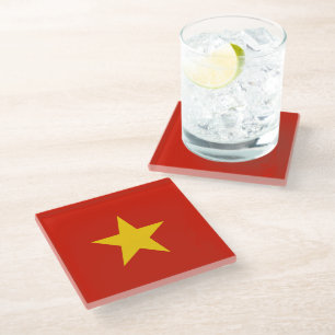 Vietnam flag glass coaster