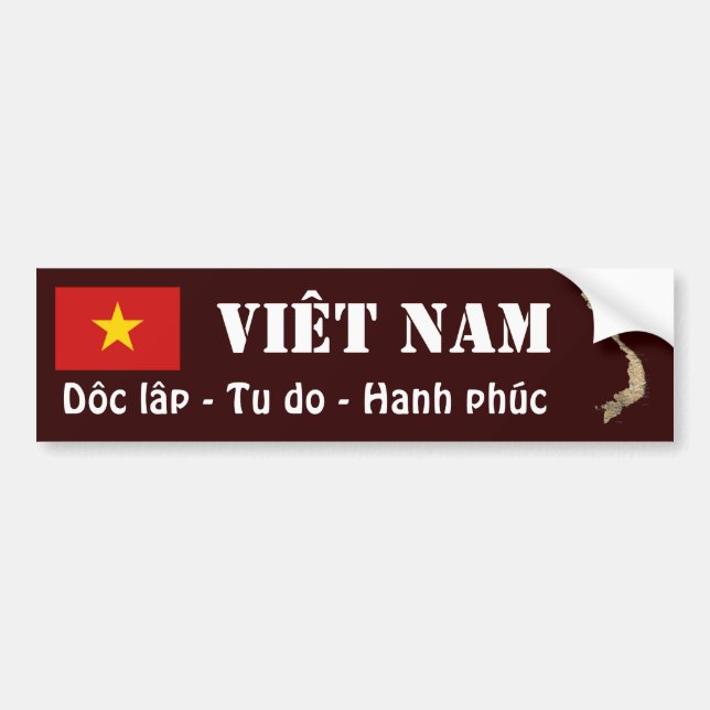 Vietnam Flag + Map Bumper Sticker (Front)