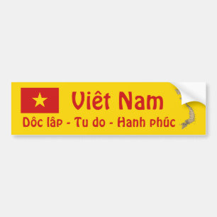 Vietnam Flag + Map Bumper Sticker