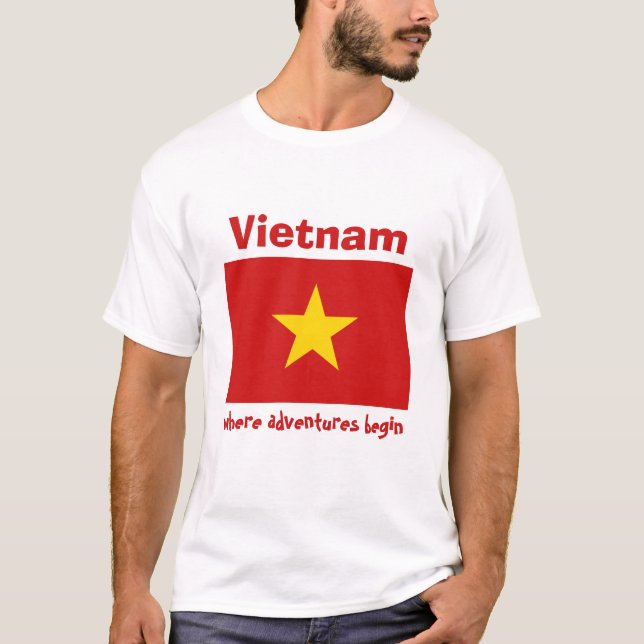 Vietnam Flag + Map + Text T-Shirt (Front)