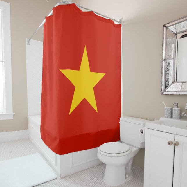 Vietnam flag shower curtain (In Situ)