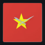 Vietnam flag square wall clock<br><div class="desc">The Vietnamese flag is a star on a field. The used colors in the flag are red, yellow. The proportion of the Vietnamese flag is 2:3. The Flag of Vietnam was adopted in 1945.</div>