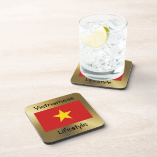 Vietnam Flag+Text Coaster