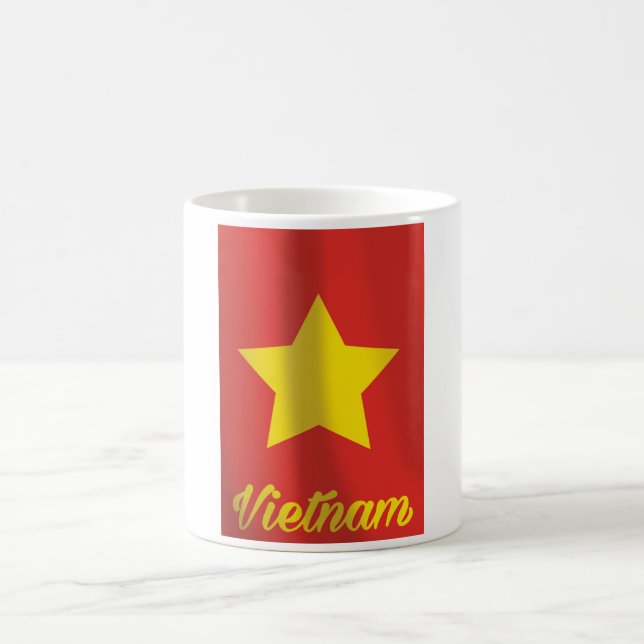 Vietnam flag vintage travel poster coffee mug (Center)