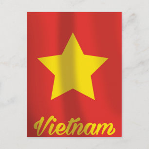 Vietnam flag vintage travel poster postcard