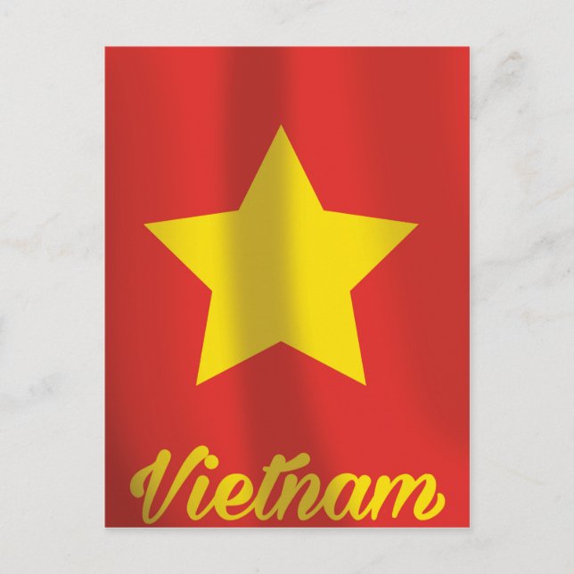 Vietnam flag vintage travel poster postcard (Front)