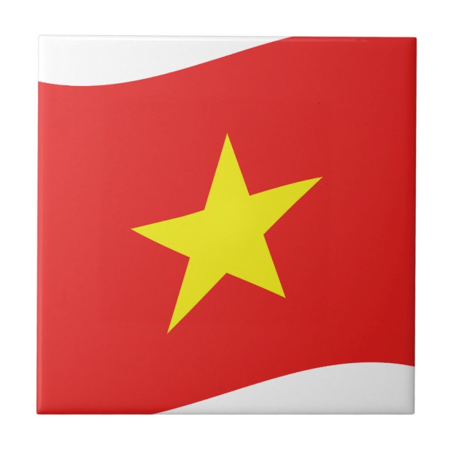 Vietnam Flag Wave Ceramic Tile (Front)
