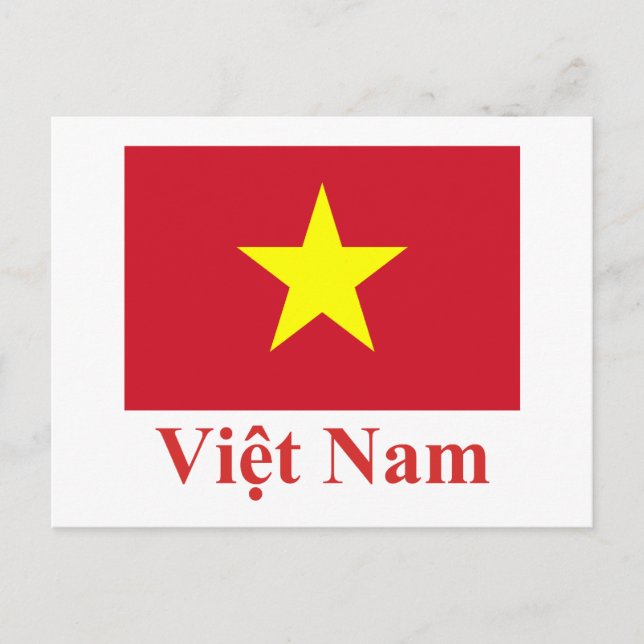 Vietnam Flag with Name in Vietnamese Postcard (Front)