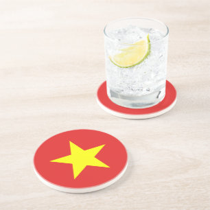 Vietnam Flag  Yellow Star Round Coaster