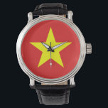 Vietnam Flag  Yellow Star Watch<br><div class="desc">Vietnamese Flag on vintage style watch for him. Matching accessories,  home products,  electronics,  office products and more... </div>