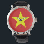Vietnam Flag Yellow Star Watch<br><div class="desc">Vietnamese Flag on vintage style watch for him. Matching accessories, home products, electronics, office products and more... </div>