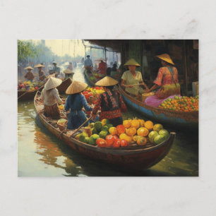 Vietnam Floating Market Postcard