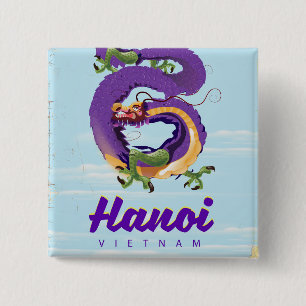 Vietnam Hanoi vintage dragon travel poster 15 Cm Square Badge
