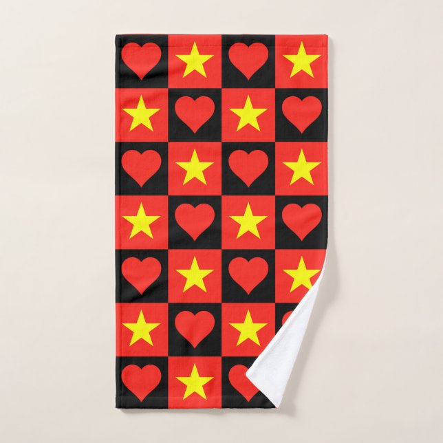 Vietnam Heart and Flag Pattern Fun Vietnamese Hand Towel (Hand Towel)