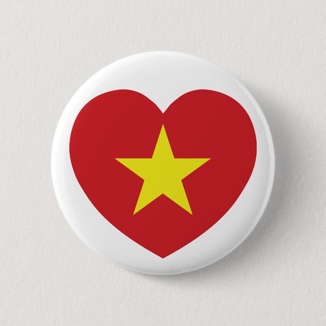 Vietnam Heart Flag 6 Cm Round Badge (Front)