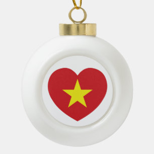 Vietnam Heart Flag Ceramic Ball Christmas Ornament