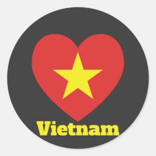 Vietnam Heart Flag Classic Round Sticker