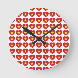 Vietnam Heart Flag Round Clock