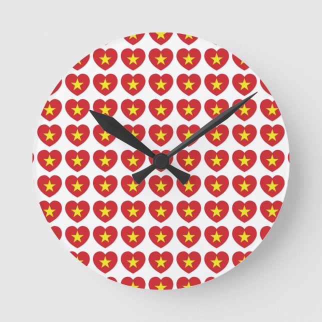 Vietnam Heart Flag Round Clock (Front)