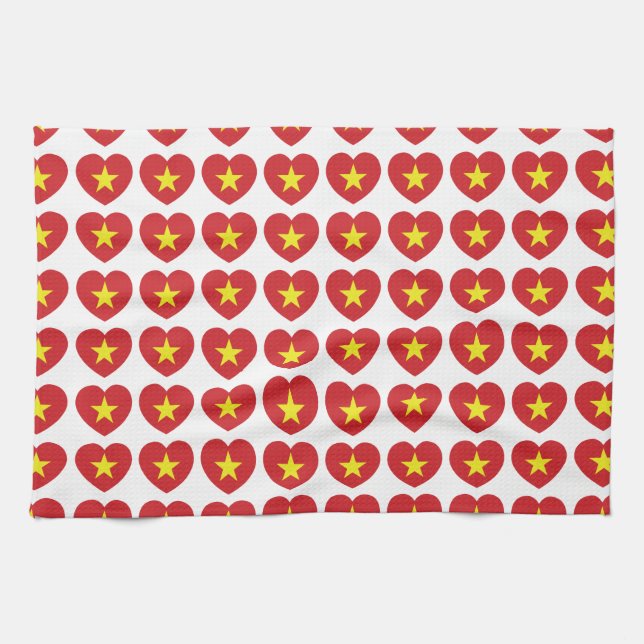 Vietnam Heart Flag Tea Towel (Horizontal)